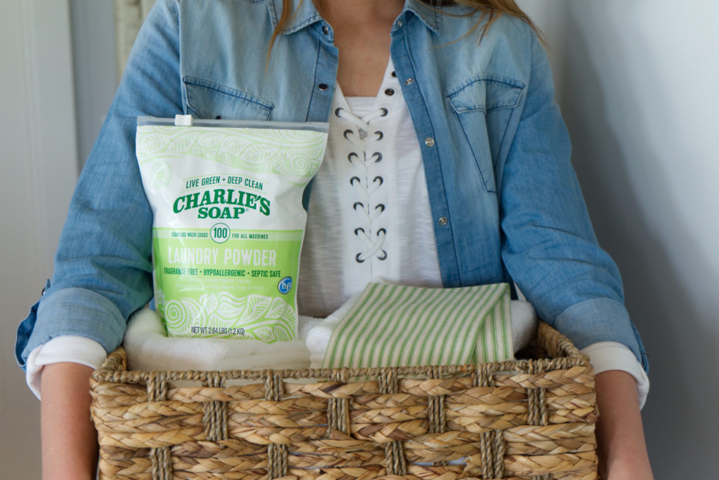 Charlie's Soap in Laundry Basket - natural cleaning power